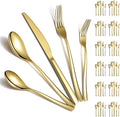 Berglander Gold Silverware Set 60pcs Service for 12, Golden Titanium Plating Stainless Steel Flatware Set, Gold Spoons Forks Knives Set for Home, Wedding, Restaurant, Hotel, Dishwasher Safe-Ruum Studio Home