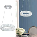 11.8" Crystal Chandelier LED Round Flush Mount Ceiling Light Fixture Modern Hanging Pendant Lighting Mini Ring Chandeliers for Dining Room Kitchen Island Hallway Bathroom (Cool White)-Ruum Studio Home