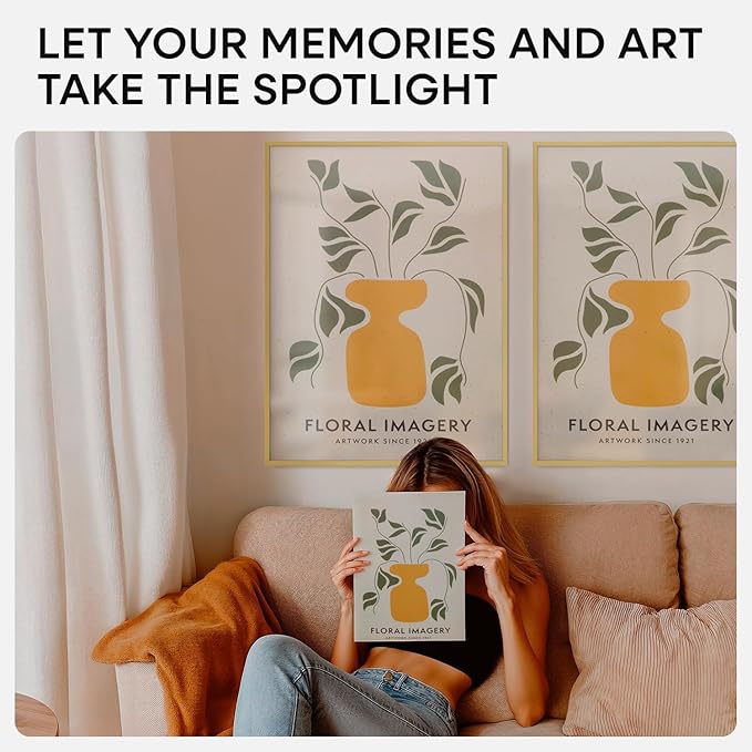 Homeforia 18 x 24 Poster Frame Gold, High End Metal 18x24 Picture Frames with Mat 16x20 Photo, 18 x 24 Gold Frame Matted to 16 by 20 Print, 24x18 Thin Hanging Frame, Tempered Glass, Wall Kit, Set of 1-Ruum Studio Home