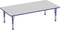 FDP Rectangle Activity School and Classroom Kids Table (36 x 72 inch), Toddler Legs, Adjustable Height 15-24 inches - Gray Top and Blue Edge-Ruum Studio Home