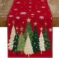 GEEORY Christmas Table Runner 13x108 Inch, Xmas Trees Snowflakes Holiday Decorative Farmhouse Table Decoration for Kitchen Dinning, Indoor Outdoor Dinner Party Decor (Red) GT150-108-Ruum Studio Home