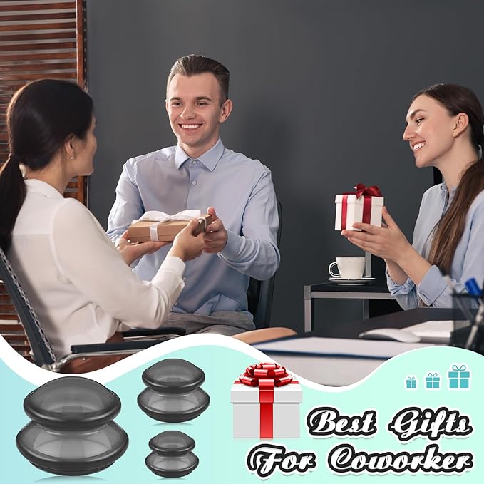TrelaCo 6 Pcs Cupping Kit for Massage Therapy 3 Sizes Silicone Cupping Set Chinese Massage Therapy for Studio Household Cellulite Joint Pain Muscle Pain(Clear Black)-Ruum Studio Home