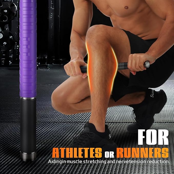Muscle Roller Stick, Massage Roller for Muscle Deep Tissue Massage, Calf Roller for Myofascial Release, Therapy Roller Stick for Back, Legs, Arms, Waist, and Shoulders Full Body Use (Purple)-Ruum Studio Home
