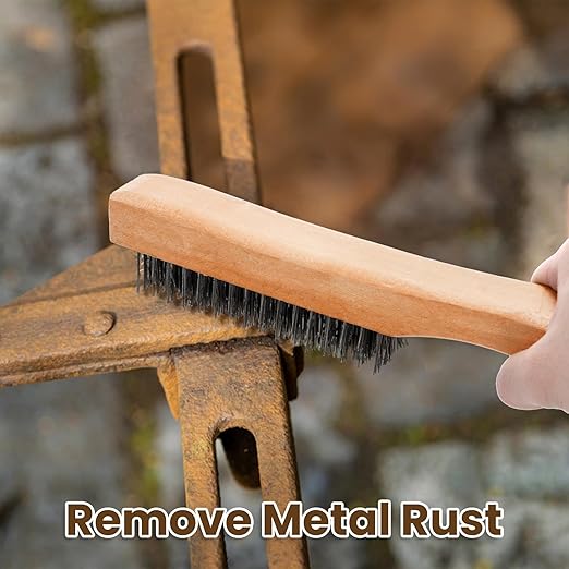 Elsjoy 12 Pack Wire Brush with Wooden Handle, 10 Inch Stainless Steel Wire Scratch Brush Wire Cleaning Brush Set for Removing Rust, Paint, Welding Slag-Ruum Studio Home