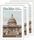 20x30 Poster Frame Set - 3 Pack, Textured White Solid Wood Picture Frame, Wall Gallery Frame - Wall Hanging-Ruum Studio Home