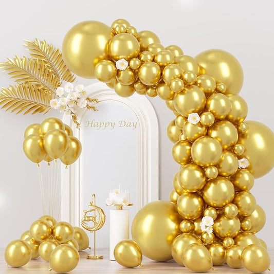 130pcs Metallic Gold Balloons Different Sizes 18" 12" 10" 5" Party Latex Balloons for Birthday Graduation Baby Shower Wedding Anniversary New Year Party Decorations-Ruum Studio Home