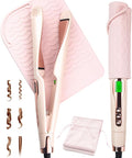ANGENIL Pro Twist Flat Iron Hair Straightener, 2 in 1 Straightener and Curling Iron for Women, Round Pink Dual Voltage Hair Straightener with Silicone Heat Resistant Mat, 20s Fast Heating, LCD Display-Ruum Studio Home