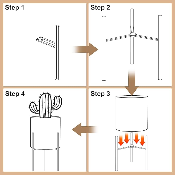 ARNIS Plants Pots with Stand, Set of 2 P lanters, Unique Mid Century Decorative Metal Flower Pots with Drainage, 8.25 & 10.5 Inch, White and Gold-Ruum Studio Home