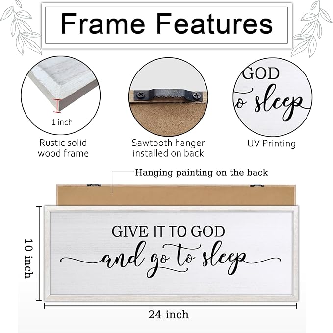 Sweet Dreams Above Bed Wall Decor Art 24"X10" Master Bedroom Over Bed Wall Wood Framed Sign (White)-Ruum Studio Home