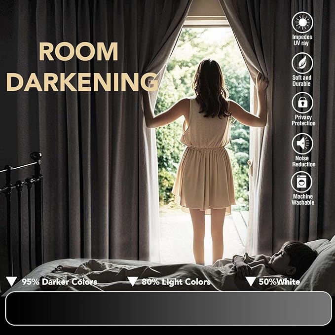 H.VERSAILTEX Room Darkening Curtains for Living Room Light Reducing Thermal Insulated Window Treatment Panels/Drapes Grommet Top 2 Panels (Ivory - 52 x 63 Inches)-Ruum Studio Home