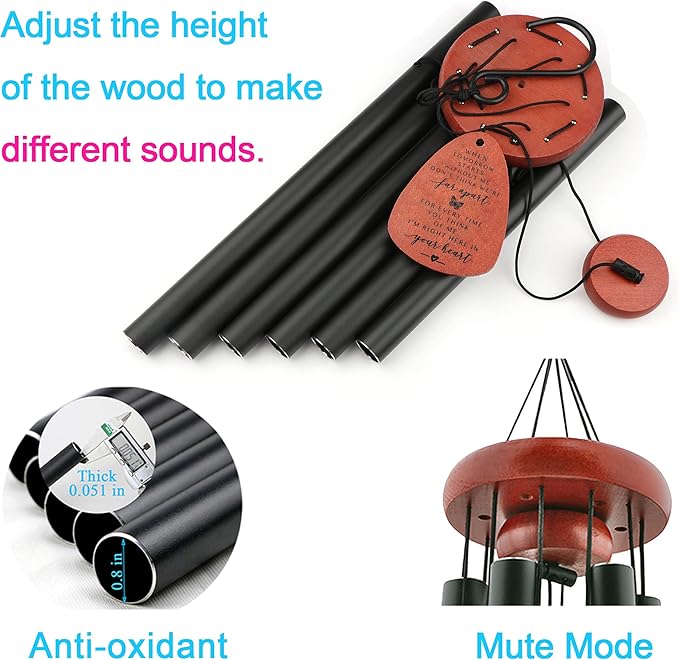 Memgift Memorial Wind Chimes for Outside – Sympathy Gift for Loss of Loved One, Outdoor Keepsake in Memory of Family, Garden Decor-Ruum Studio Home