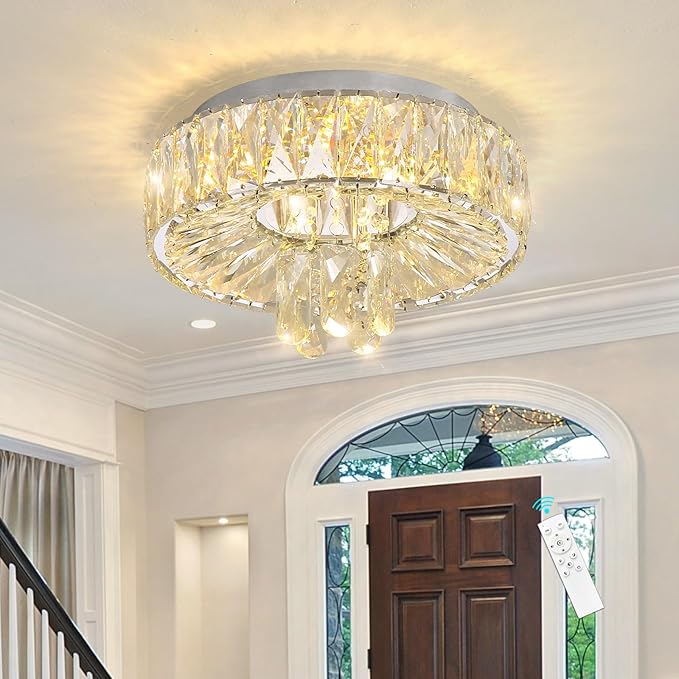 Mini Chandelier Modern Crystal Chandeliers for Hallway Light Fixture LED Flush Mount Ceiling Light Dimmable Lamp for Dining Room Living Room Bedroom-Ruum Studio Home