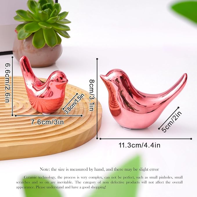 Notakia Small Birds Statues Pink Home Decor Modern Style Decorative Ornaments for Living Room, Bedroom, Office Desktop, Cabinets (2Pcs Pink Birds)-Ruum Studio Home