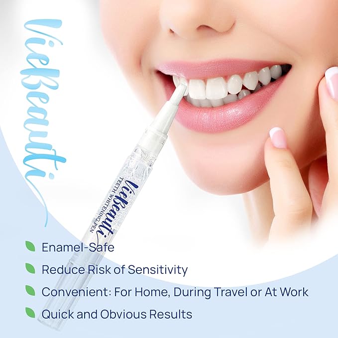 VieBeauti Teeth Whitening Pen (4 Pcs), 40+ Uses, Effective, Painless, No Sensitivity, Travel-Friendly, Easy to Use, Beautiful White Smile, Mint Flavor-Ruum Studio Home