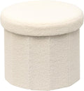 B FSOBEIIALEO Storage Ottoman Cube, Round Ottomans with Storage Foot Stool Footrest for Lving Room, Boucle Ottoman Seat for Dorm Room,Faux Teddy Fur, Cream White 15"x15"x15"-Ruum Studio Home