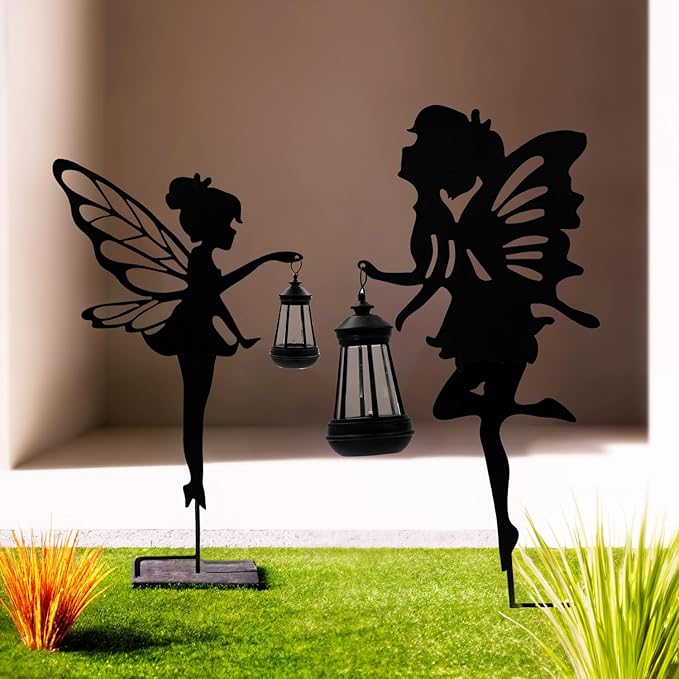 Solar Fairy Garden Decor Lights, 2 Packs, Metal Hanging Lanterns with Warm Solar Glow – Exquisite Gifts for Women, Mom, Friends (Fairy Hanging Lantern)-Ruum Studio Home
