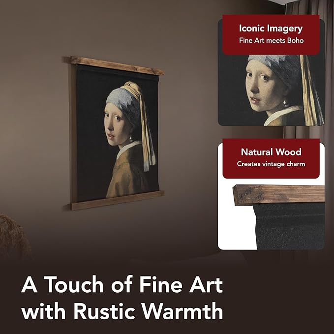 American Art Decor Girl with a Pearl Earring Tapestry Vintage Hanging Canvas Wall Art by Johannes Vermeer-Ruum Studio Home