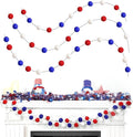 TBD Decor 3pk 4th of July Decorations Patriotic Red White Blue Pom Pom Garland 20FT 4cm Large Felt Ball Garland for Independence Day,Party Home Supplies Decorations-Ruum Studio Home