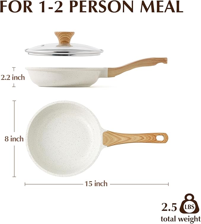 SENSARTE Nonstick Ceramic Frying Pan with Lid 8/9.5/10/11/12.5 Inch Omelet Pan Skillet, Free of Intentionally Added PFAS/PTFE Non-toxic Chef's Pan Induction Compatible Pan, Heat Resistant Handle-Ruum Studio Home