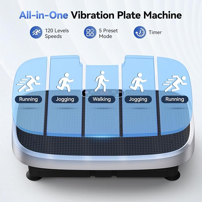 Vibration Plate Exercise Machine - 330lbs Weight Capacity, 120 Speed Levels, 5 Program Modes - Full Body Workout for Home Fitness, Toning & Wellness, LED Display, Low Noise Motor-Ruum Studio Home