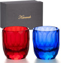 KAMMAK Crystal Whiskey Glasses Set of 2, 7oz Old Fashioned Glasses Stemless, Hand Blown Colored Cocktail Glasses, Engagement Gifts for Couples, Women, Men-Ruum Studio Home