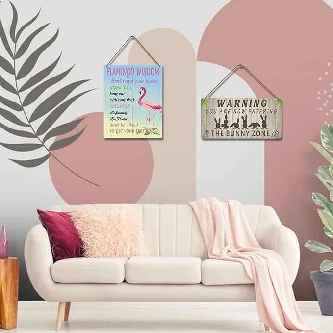 Easter Rabbit Sign Funny Bunny Wall Art Decor Rustic Bunny Wood Signs for Home Decorations Rabbit Lover Gifts for Women The Bunny Zone Sign 12x6 Inch-Ruum Studio Home