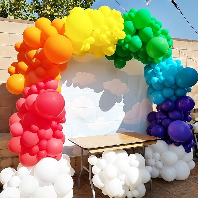 134pcs Rainbow Balloon Arch Kit Different Sizes 18" 12" 10" 5" Assorted Color Latex Balloon Garland Arch Kit for Birthday Baby Shower Graduation Wedding Gender Reveal Party Decorations-Ruum Studio Home