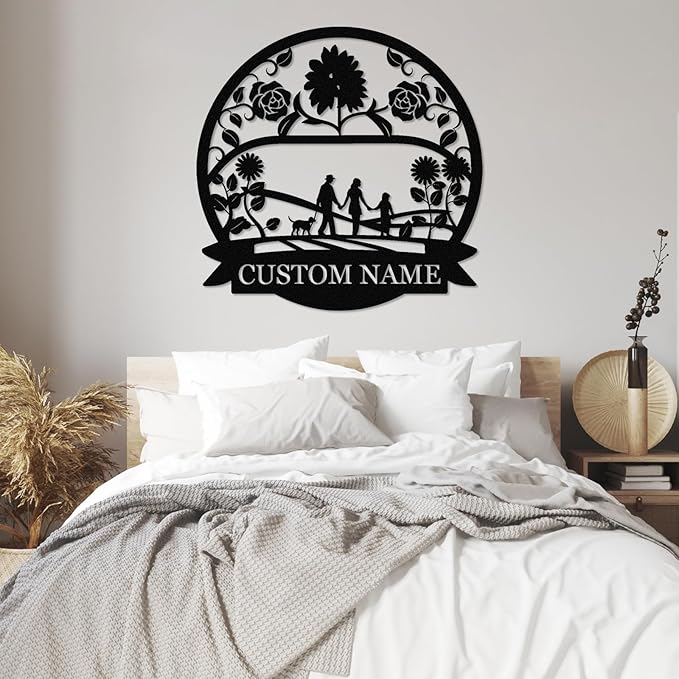 Personalized Family Name Sign, Custom Family Signs Metal Wall Decor, Family Wall Art, Metal Signs Customized, Family Wall Decor for Living Room, Rustic Hanging Decoration Sign, Housewarming Gifts-Ruum Studio Home