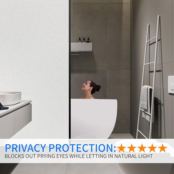 Window Privacy Film with Installation Tools, Static Cling, Anti UV, Heat Control, Ideal for Home Shower Office Glass Door (White Frosted, 23.6X157.4Inch)-Ruum Studio Home