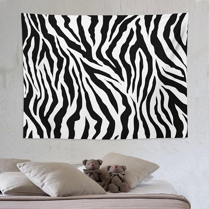 HZOHNAGO Zebra Print Tapestry Nature Wild Animals Black and White Stripe Printed Wall Tapestry Painting Wall Hanging for Bedroom Living Room Dorm 80" W x 60" H-Ruum Studio Home