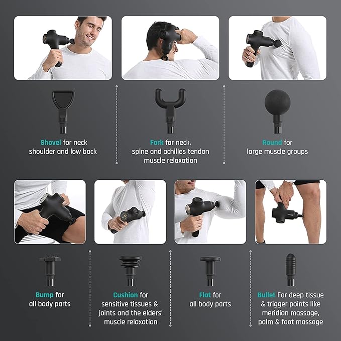 Mebak 3 Massage Gun, Massage Gun Deep Tissue for Athletes, Professional Muscle Percussion Massage Gun,Massager Gun for Shoulder Leg Back Body Pain Relief,Quiet Portable Sport Massager, Gifts for Him-Ruum Studio Home