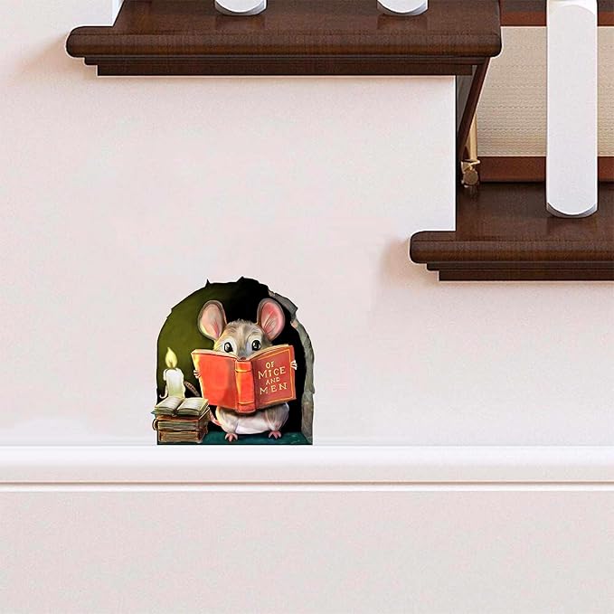 Mouse Reading Book Wall Sticker Decal – Kids Room, Classroom, Home Decor, Bookcase, Book Lover Gift, Children's Bedroom, Nursery, Cute Mouse, MICESTERPIECE-Ruum Studio Home
