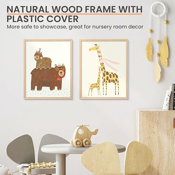 upsimples 16x20 Frames, Natural Solid Wooden Picture Frames, Display 11x14 with Mat or 16 x 20 Without, Vertical or Horizontal Wall Hanging, 1 Pack, Natural-Ruum Studio Home