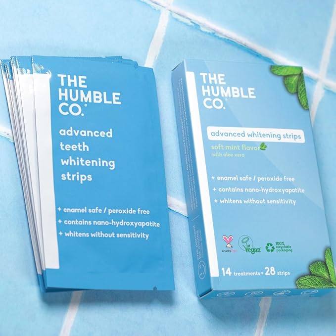The Humble Co. Advanced Whitening Strips – Sensitive Teeth Whitening Strips, Enamel Safe and Peroxide Free for Sensitive Teeth, Vegan and Cruelty Free (14 Treatments, 28 Count)-Ruum Studio Home