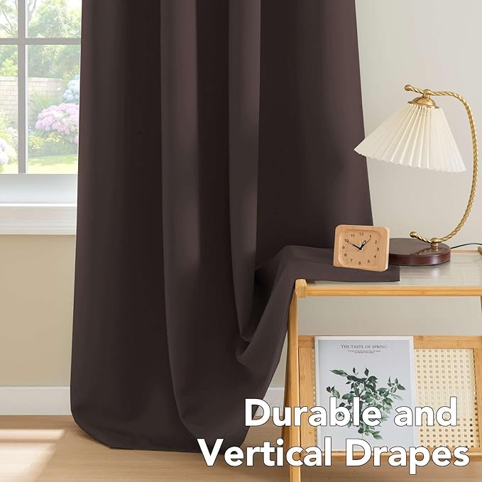 H.VERSAILTEX Blackout Thermal Insulated Curtains for Bedroom/Living Room, 52" Wide x 63" Long Each Panel,Grommet Top (Set of 2 Panels, Chocolate Brown)-Ruum Studio Home