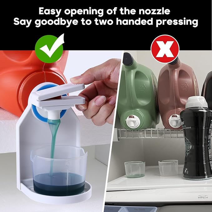 Laundry Detergent dispenser Cup Holder,Nozzle Upgraded Labor-Saving Switch Easily No More runny or Messy Laundry Detergent, Laundry Cup Holder and drip Tray room organization and storage-Ruum Studio Home