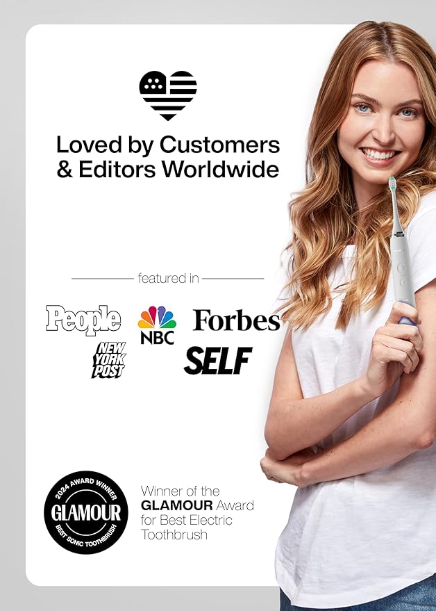 Aquasonic Vibe Series Ultra-Whitening Toothbrush – ADA Accepted Electric Toothbrush - 8 Brush Heads & Travel Case – 40,000 VPM Motor & Wireless Charging - 4 Modes w Smart Timer – Optic White-Ruum Studio Home