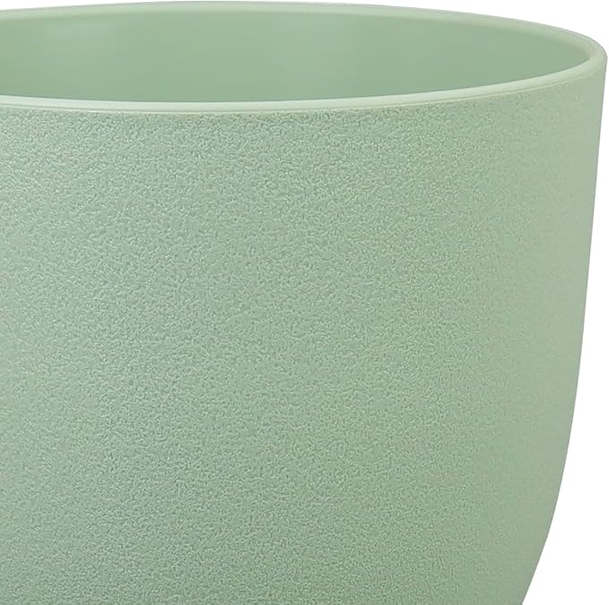 Medium Plant Pots 10/9/8 inch, Flower Pots for Indoor Outdoor Plants, Set of 3 Modern Decorative Plastic Planters with Drainage Holes and Saucers for House Porch Garden Plants, Green-Ruum Studio Home