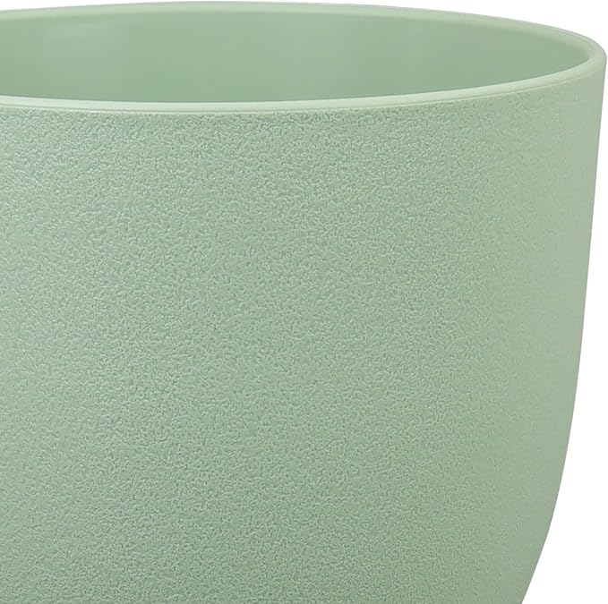 Large Plant Pots 12/10/9 inch, Set of 3 Modern Decorative Plastic Planters with Drainage Holes and Saucers, Flower Pots for Indoor Outdoor Plants, Green-Ruum Studio Home