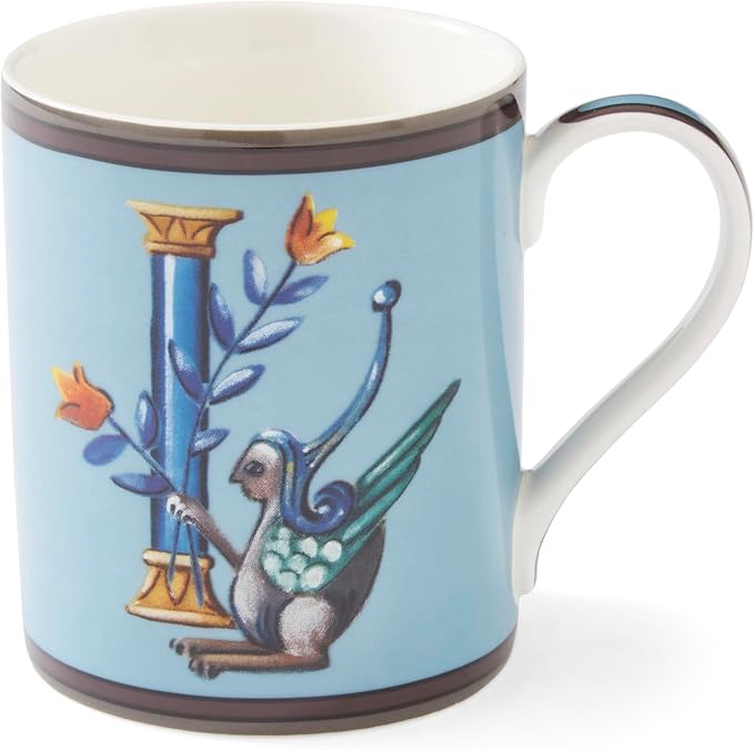 Spode Kit Kemp 12oz Mug, I Initial - Fine China Coffee Cup with Floral Alphabet Design, Custom Letter Mug for Unique Gift Giving - Personalized Kitchen Drinkware, Dishwasher Safe & Stylish-Ruum Studio Home