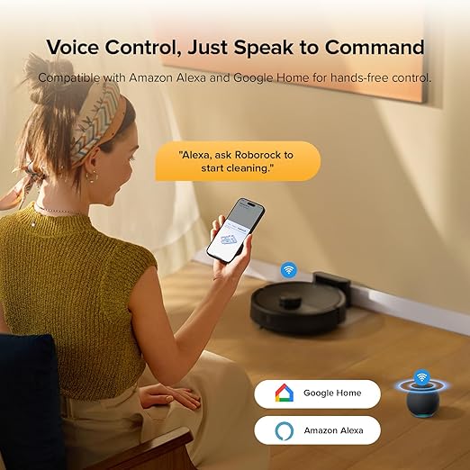 roborock Q7 M5 Robot Vacuum and Mop Combo, 10,000Pa HyperForce Suction, Robotic Vacuum Cleaner, Dual Anti-Tangle System, APP-Controlled Mopping, LiDAR Navigation, for Pet Hair and Carpet, Black-Ruum Studio Home