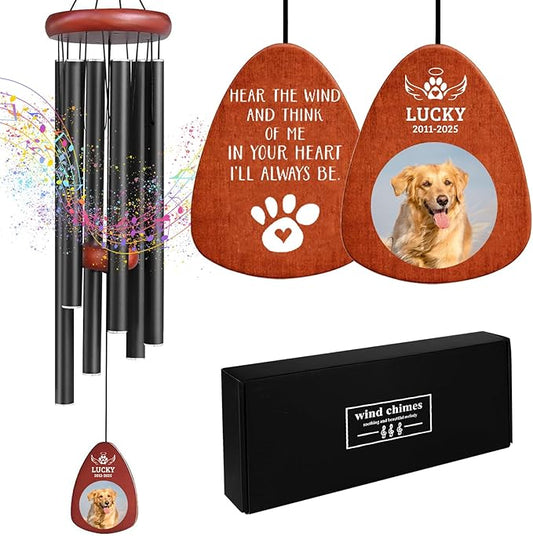 Personalized Pet Memorial Wind Chimes - Dog Memorial Gifts for Loss of Dog,Dogs Remembrance Bereavement Gift,Custom Pet Loss Sympathy Gifts in Memory of Dogs Cats (Design 2)-Ruum Studio Home