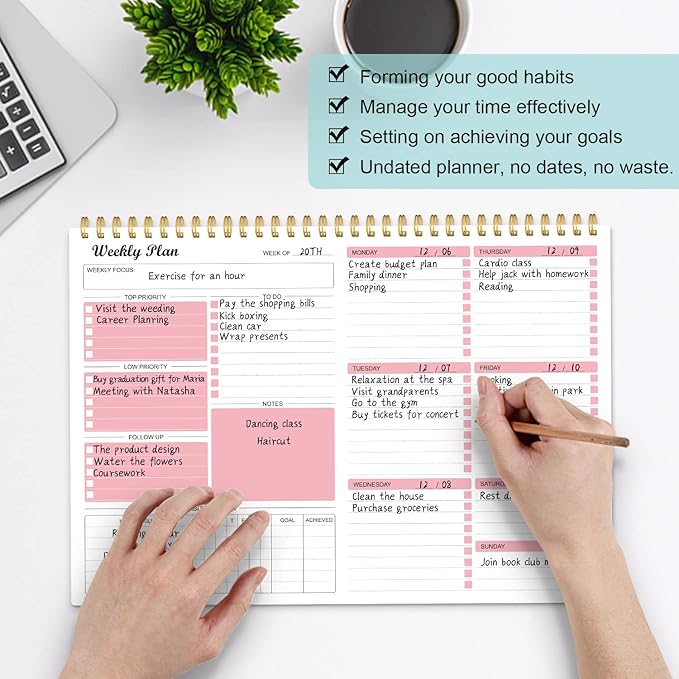 Weekly Planner Notepad Undated Weekly Goals Schedule Planner To Do List Notebook Planning Pad Calendars Organizers Habit Tracker Journal for Man & Women,52 Weeks (8.5x12")-Ruum Studio Home