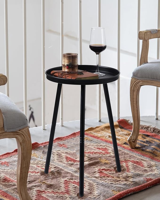 AOJEZOR Side Table: End Table for Any Room - Small Side Tables for Small Spaces All Matte Black with 3 Legged-Ruum Studio Home