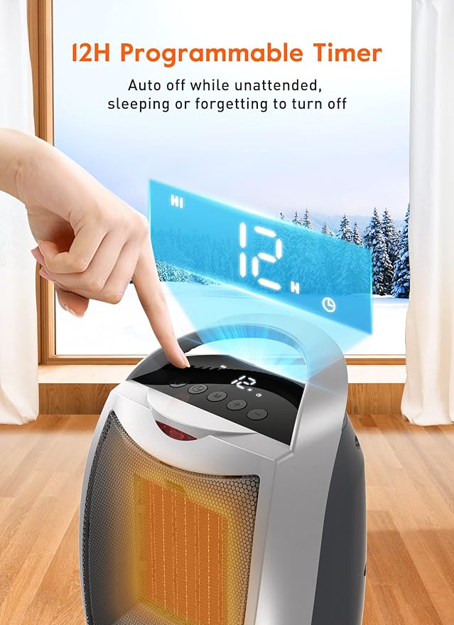 GiveBest Space Heaters for Indoor Use, Portable Heater with Thermostat, Timer, Eco Mode and Fan Mode, 1500W PTC Ceramic Fast Safety Heat for Bedroom Home-Ruum Studio Home