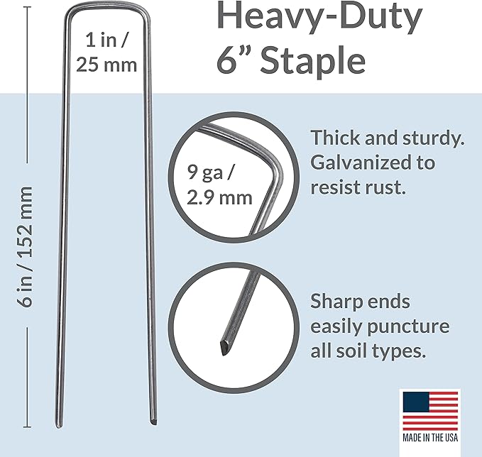Pinnacle Mercantile 100 Pack Galvanized Garden Stakes Landscape Staples Extra Heavy Duty Sod Ground Anchors Anti Rust 6 inch Metal Pins 9 Gauge USA Made …-Ruum Studio Home