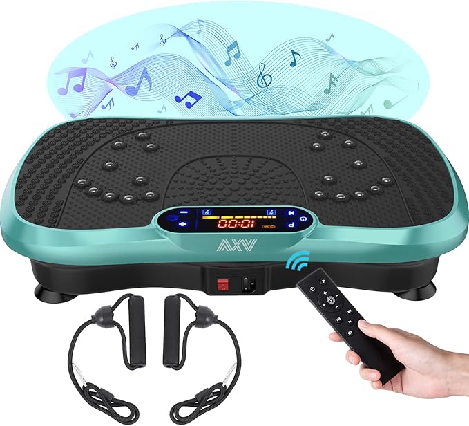 AXV Vibration Plate Fitness Platform Exercise Machine Vibrating Lymphatic Drainage Shaking Full Body Shaker Workout Vibrate Stand Shake Board Sport Gym for Weight Loss Fat Burner for Women Men-Ruum Studio Home
