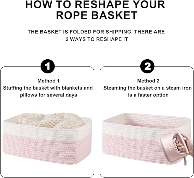 Storage Baskets for Organizing 3 Pack, Woven Baskets for Shelves, Closet Organizer Bins Empty Gift Basket Toy Storage for Toys, Books, Towels, Clothes, 15"x11.42"x6.7", Pink-Ruum Studio Home