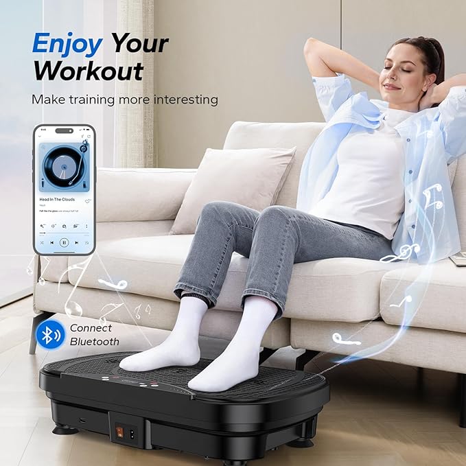 MERACH Vibration Plate Exercise Machine, Vibration Plate for Lymphatic Drainage Weight Loss, Vibrating Plate Exercise Machine with Bluetooth and LED Display, Workout Equipment for Women Men Home-Ruum Studio Home