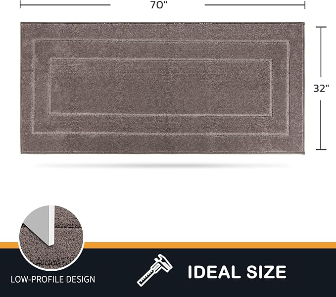 PURRUGS Dirt Trapping Door Mat 32" x 70", Non-Slip/Skid Machine Washable Entryway Rug, Dog Doormat, Super Absorbent Welcome Mat for Muddy Wet Shoes and Paws, Grayish Brown-Ruum Studio Home